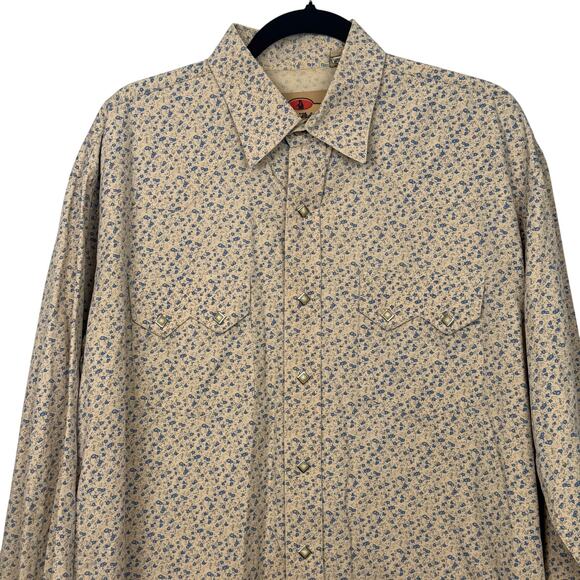 Larry Mahan Cowboy Collection Pearl Snap Shirt XL Western Rodeo Floral - Picture 1 of 8